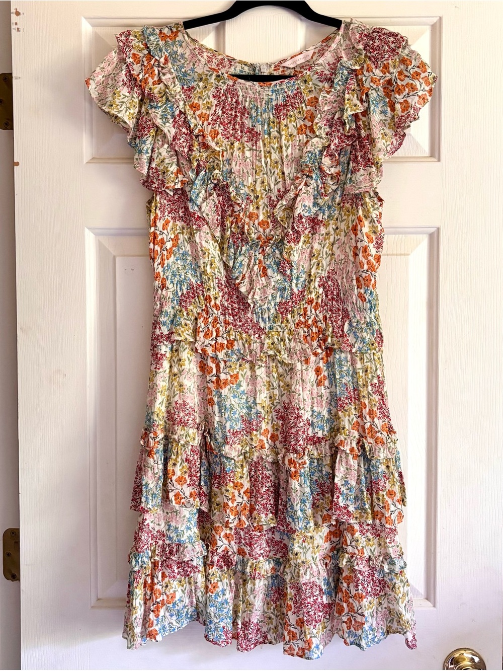 12/L Rebecca Taylor Silk-Cotton Blend Flirty Floral Dress, Lined, with Stretch